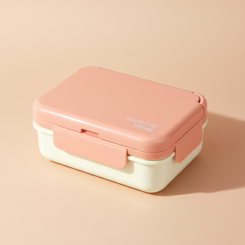 (Red) Plastic Two Compartment Lunch Box Microwave Safe For Students And Office Workers 2