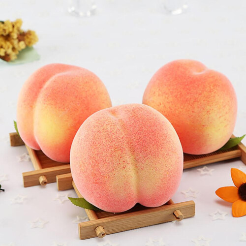 6pcs Artificial Peaches – Vivid Foam Fruit Props for Decor