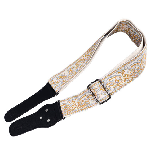 Guitar Strap Embroidery Widened Adjustable Gold 2