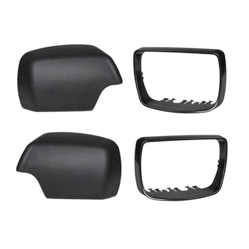 Car Black Rearview Mirror Cover Shell Side Mirror Caps with Frame Replacement for  E53 X5 2000-2006 2