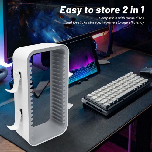 Game Storage Rack for  PS4 PS5 Game Disc Holder Game Disc Rack for  Multi-Function Disc Rack White Gray 2