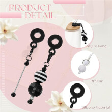 6Pcs Beadable Cup Charm Tumbler Straw Charm Blank Bar DIY Beaded Straw Charm Adapters Pendant Ornament Black&White