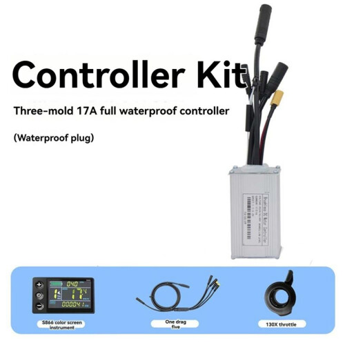 2X Three Mode Ebike Controller 17A 24V/36V/48V with S866 LCD Color Display Waterproof Connector 350W Motor 2