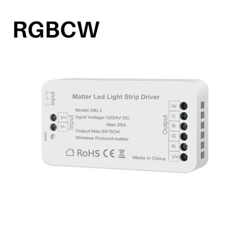 6X Matter Wifi LED Strip Light Controller RGBCW Controller LED Strip Bixb/Siri/per  Home/per Supporto Controllo Alexa 2