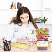 Birthday Greeting Card Three-Dimensional Birthday Greeting Card Hollow Birthday Letter Card Birthday Gift for Children