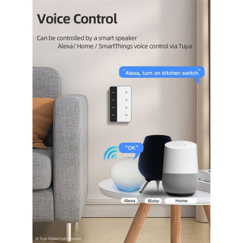 TUYA Zigbee DIY Name  4 Gang  Touchscreen  US Type Work with Tuya Alexa  Home Voice Control 2