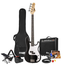 Max GigKit Electric Beginner Bass Guitar Package Plus - Complete Starter Bass Guitar Kit with Accessories & 6 Months Online Lessons for Learner Bass