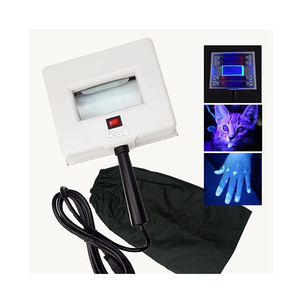 Woods Lamp Skin Analyzer, Portable Magnifying Analyzer Facial Woods Lamp with Shade Cloth for Skin Testing US Plug