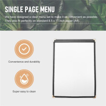 10 Pack of Menu Covers - Single Page, 2 View, Fits 8.5 x 11 Inch Paper - Restaurant Menu Covers