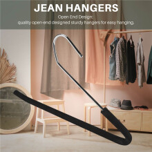 Open End Trouser Hangers Slack Pant Hanger with Non-Slip Foam Coated Black 5-Pack
