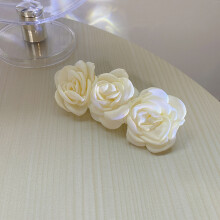 (Milky White) Velvet Flower Hair Clips for Women - Soft & Safe