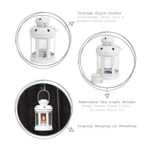 3X Vintage Metal Hanging Candle Lanterns ,Tealight Holder,Candlestick for Wedding,Home,Birthday Parties Gift -White