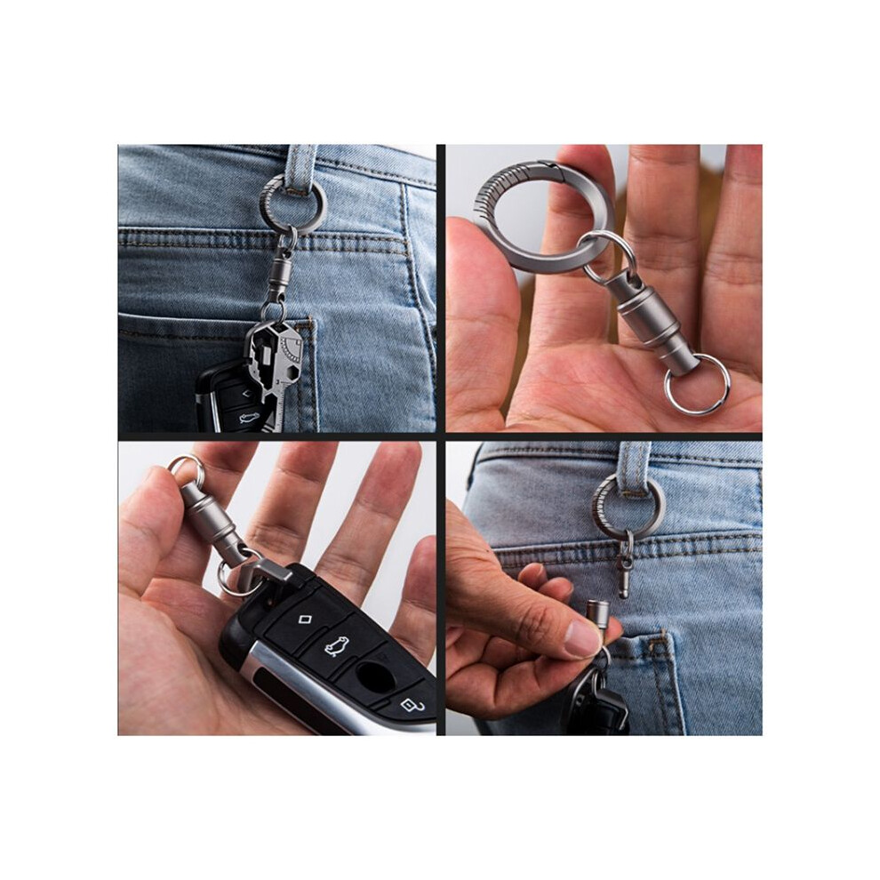 Quick Release Keychain Set With Titanium Carabiner And Keyrings Titanium Swivel Clip 360-Degree Rotation 3Pcs 4713740760078