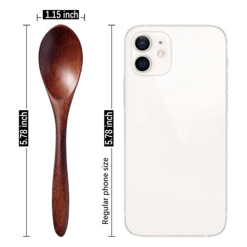 7 Colheres Pequenas de Madeira, Colheres de Mel de 5,8 Polegadas para Chá, Colher de Chá de Mel de Madeira para Café, Colher de Mesa de Bambu