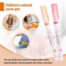 6 Piece Curve Highlighter Set with 6 Different Curve Shape Tip Pens, Colorful Curve Pens, Highlighter, Various Colors