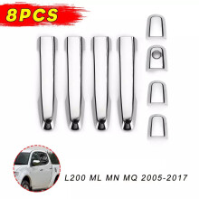 8Pcs Chrome Door Handle Cover Trim for TRITon L200 ML MN MQ 2005-2017 Cover Accessories Trim