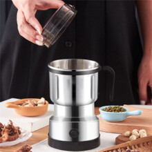 Portable Stainless Steel Electric Coffee Grinder with Handle 3 Blades Spice Grinder Ultrafine Food Supplement Machine