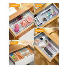 25 Organiseurs de Tiroirs en Plastique, 4 Tailles, Organiseurs de Tiroirs Transparents pour Salle de Bain, Coiffeuse, Cosmétiques, Vaisselle