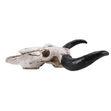 2X Resin Longhorn Cow Skull Wall Hanging Decor 3D Animal Wildlife Sculpture Figurines Crafts Horns for Home Decor