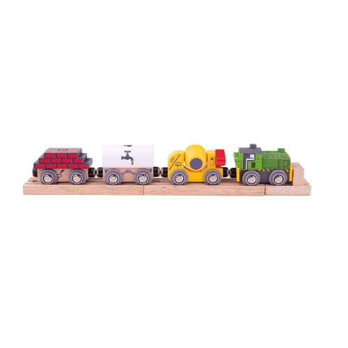 Bigjigs Wooden Rail Construction Train With Removable Loads