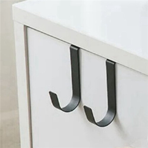 4X Multi-Purpose Hooks Kitchen Cabinet Door Back Hook Hanging Rack Clothes Coat Hat Towel Hanger Storage Hook Black 2