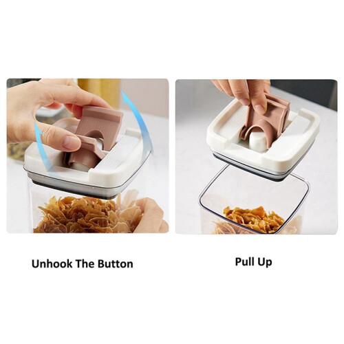 Sealed Plastic Jar with Lid Transparent Square Sealed Storage Jar Quick Pull Lid Design Kitchen Food Storage Jar M 2
