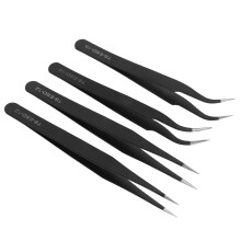 4 Pcs Stainless Steel Precise Inclined & Straight Tweezers for Sewing Tools