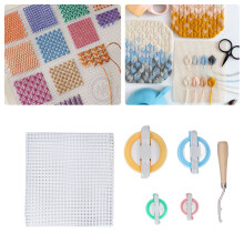 Langlebiges Teppich-Häkelnetz-Kit 50x50cm Punch Needle Rasterstoff