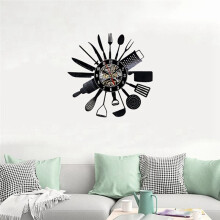 Posate Vinile Orologio da Parete Design Moderno Cucchiaio Forchetta Cucina Decorativa Orologio da Parete Vintage nel Vinile Orologio da Parete