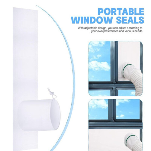 2 Set Portable Ac Window Kit Window Seal for Portable Air Conditioner Adjustable Vent Kit with Drawstring 2