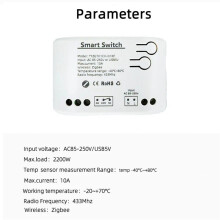 5X Tuya Zigbee with Temperature Sensor Passive Dry Contact Zigbee Relay Work with Home Assistant AC 85-250V