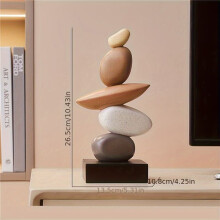 2X Modern Resin Stacked Stones Sculpture - Abstract Balanced Rock Art for Various Room Types, Decorative Tabletop Accent