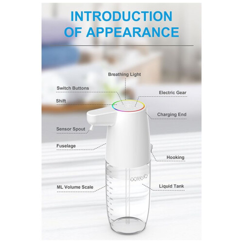 Magic Color Breathing Light Infrared Sensor Soap Dispenser Foam Automatic Sensor Hand Sanitizer Machine Wall Mounted 1