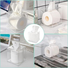 Tissue Box Cover Vierkant, Transparante Gezichts Acryl Tissue Box Houder, Cover Servet Organizer voor Drogerdoekjes, Badkamer
