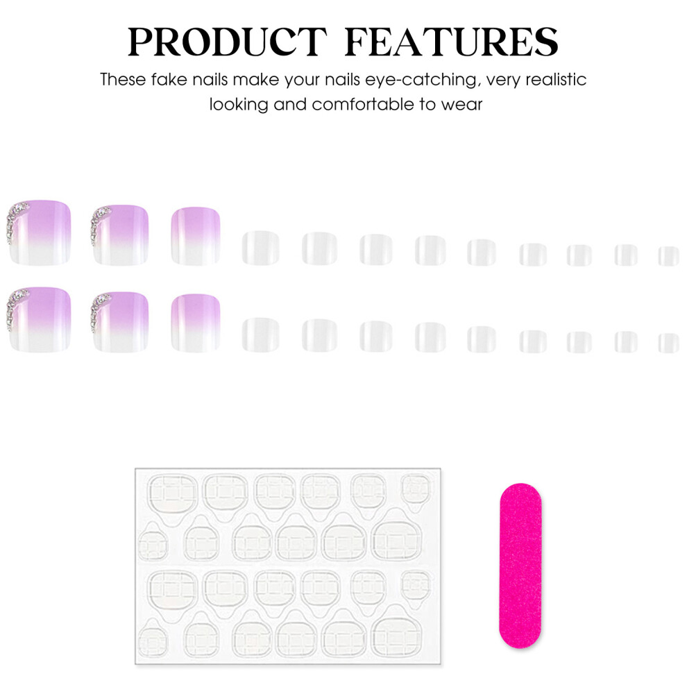 Zhouq-Outdoors Gradient Fake Toenails - Natural & Unbreakable