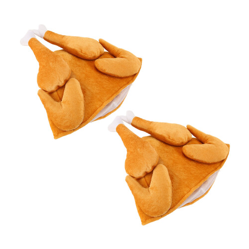 2Pcs Roasted Turkey Hat - Plush Polyester