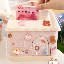2X Leuke Huis Spaarpot met 3D Sticker Kawaii Spaarpot voor Kinderen Volwassenen Spaarpot voor Munten Bankbiljetten Verjaardagscadeau,A