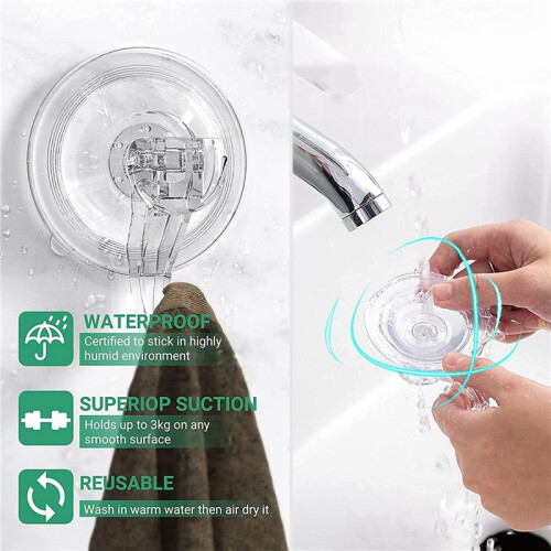 6X Large Transparent Reusable Heavy Duty Vacuum Suction Cup Hook 1
