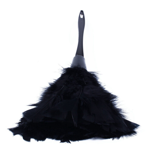 2Pc Fashion Turkey Feather Duster with Black Plastic Handle Cleaning Tool(Black)35cm 1