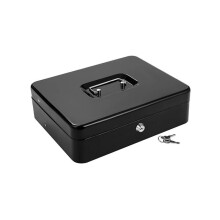 Metal Cash Register with Key Lock-Portable Money Organizer Box Convenience Stores Retail Shop Black