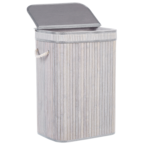 Beliani Laundry Basket KALUTARA Bamboo Grey 1