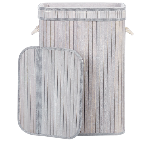 Beliani Laundry Basket KALUTARA Bamboo Grey 1