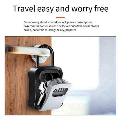 2X Outdoor Password Key Boxs Extended Locking Hook Steel Wire Hanging Key Storage Waterproof Key 4 Digit Code Box Grey 1