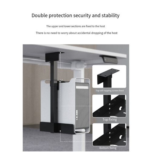 2X Universal PC Case Holder Adjustable Host Box Stand Versatile Under Desk or Wall Side Mount, Cpu Stand Lift Black 2