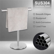 3X Toallero de Pie con Acabado Cepillado, Base Resistente, Toallero de Mano en Forma de T de Acero Inoxidable para Baño, Cocina.