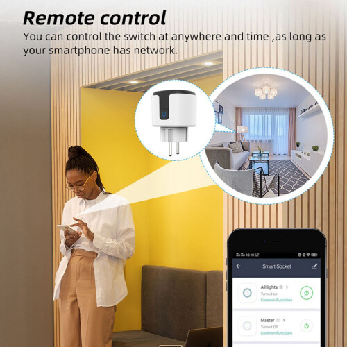 2X EU Tuya  ZigBee Plug 20A Socket APP Remote Control Timing Monitor Power Consumption EU Plug 2