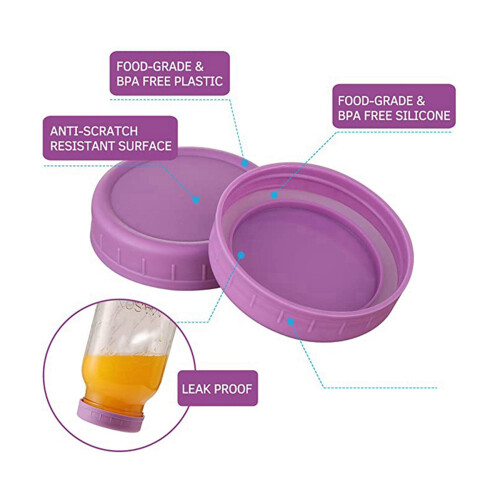 36Pcs Plastic Regular Mouth Jar Lids for , Kerr and More with Rings - Colored Plastic Storage Cap 1