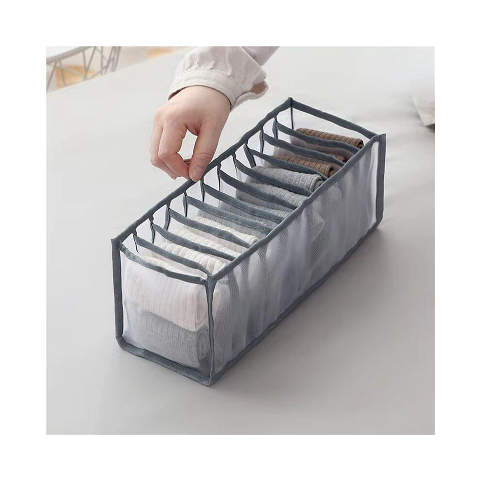 2X Underwear Bra Socks Organizer Storage, Washable Foldable Drawer Clothes Organizer (-11 Grids) Gray Typecat