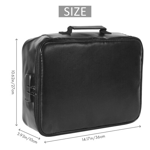 Document Bag with Lock, Fireproof 3-Layer Document Storage Box with Waterproof Zipper,Used for Laptops, Documents B