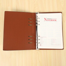 A5 Notizbuch 6 LöCher PU Leder Bezug Notizbuch Loses Taschen Leder NachfüLlbare Notebook Bindemittel Ringe Tagebuch (Schwarz)